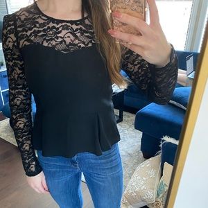 Black top with lace sleeves